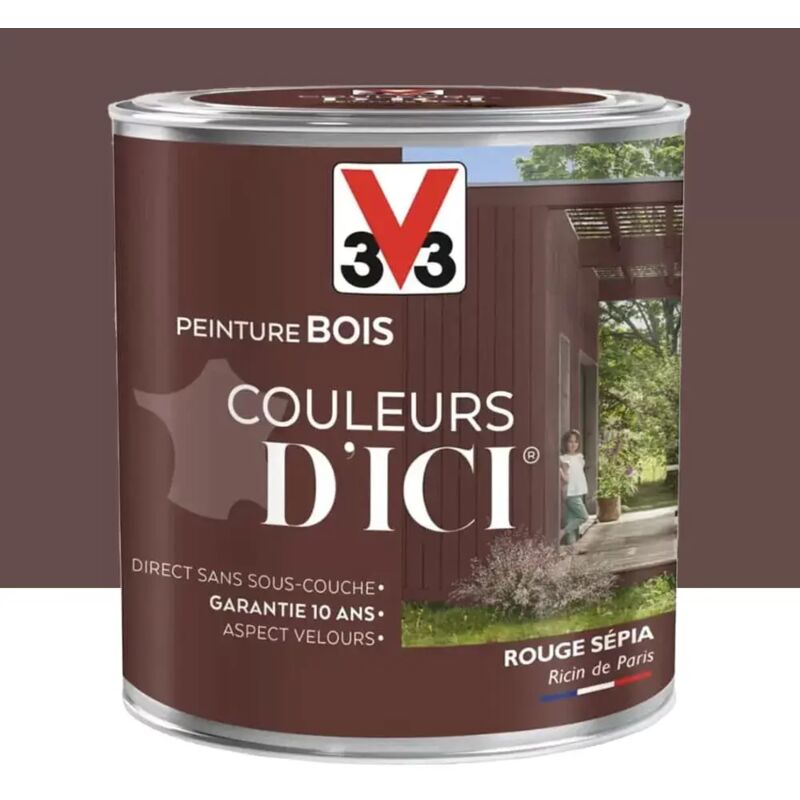 Peinture bois V33 Couleurs d'ICI Rouge sépia 0,5 l