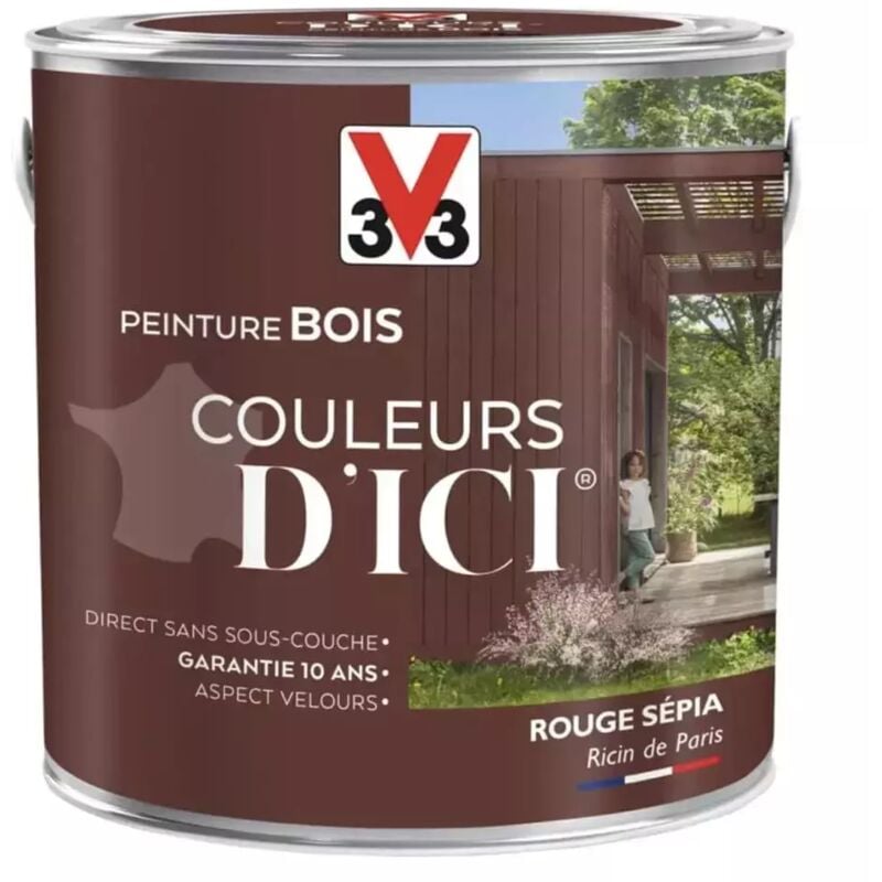 Peinture bois V33 Couleurs d'ICI Rouge sépia 2 l
