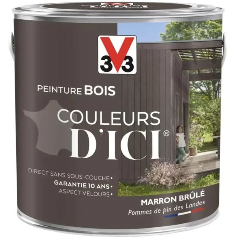 Peinture bois V33 Couleurs d'ICI Marron brûlé 2 l