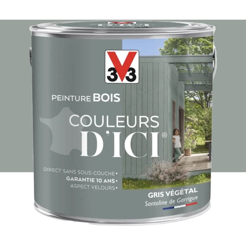 Peinture bois V33 Couleurs d'ICI Gris végétal 2 l