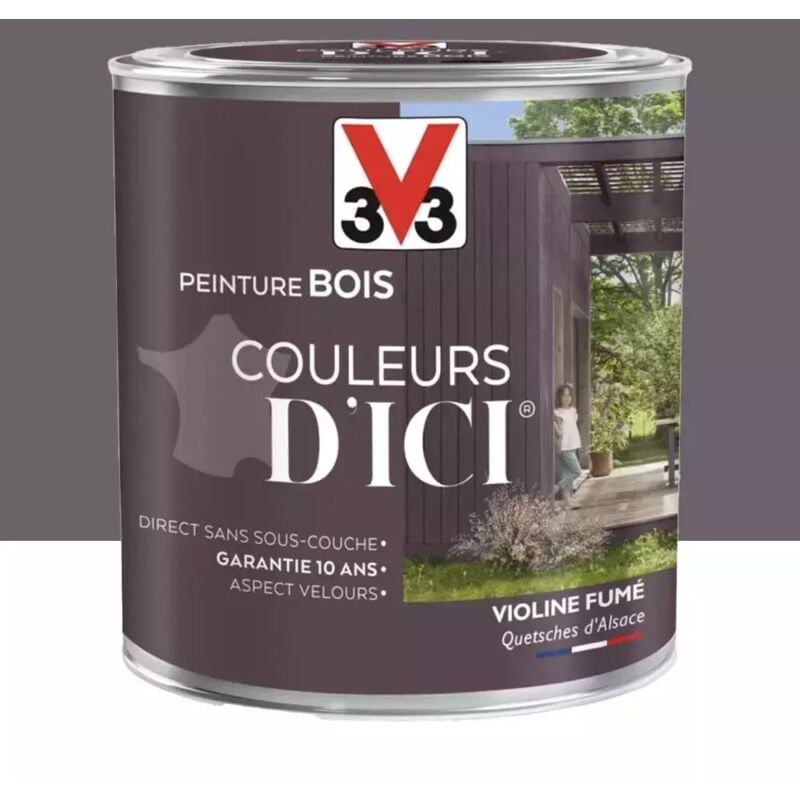 Peinture bois V33 Couleurs d'ICI Violine fumé 0,5 l