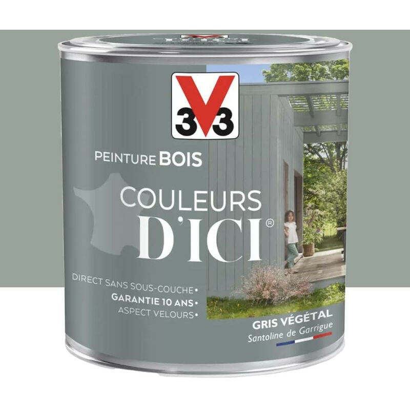 Peinture bois V33 Couleurs d'ICI Gris végétal 0,5 l