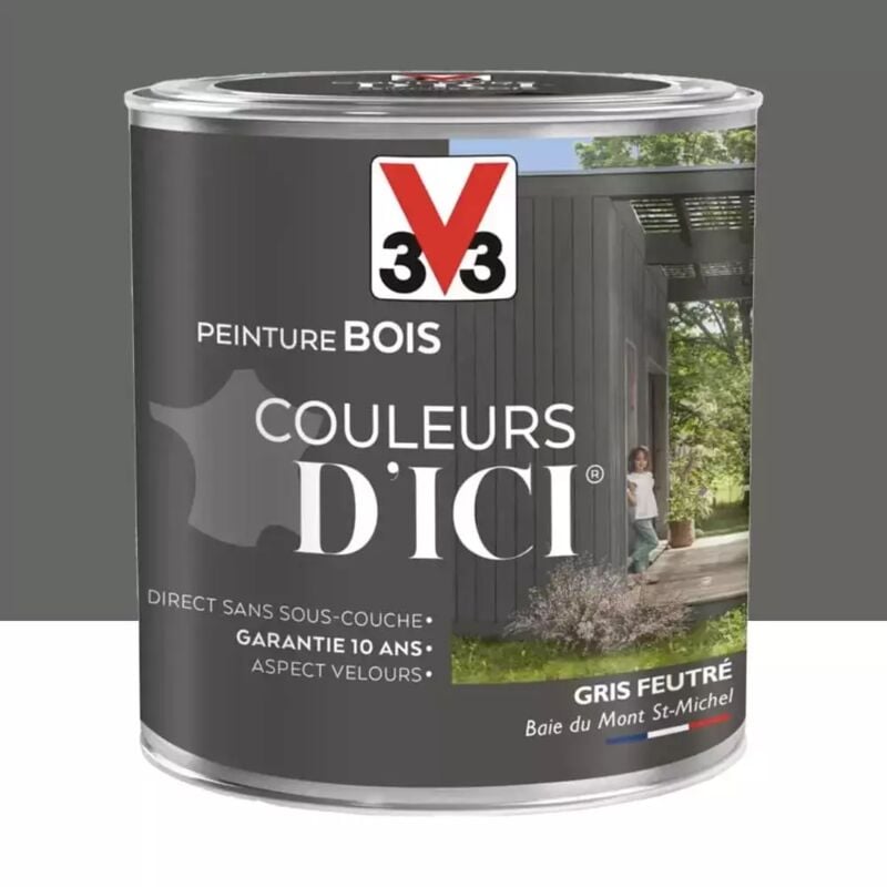 Peinture bois V33 Couleurs d'ICI Gris Feutré 0,5 l