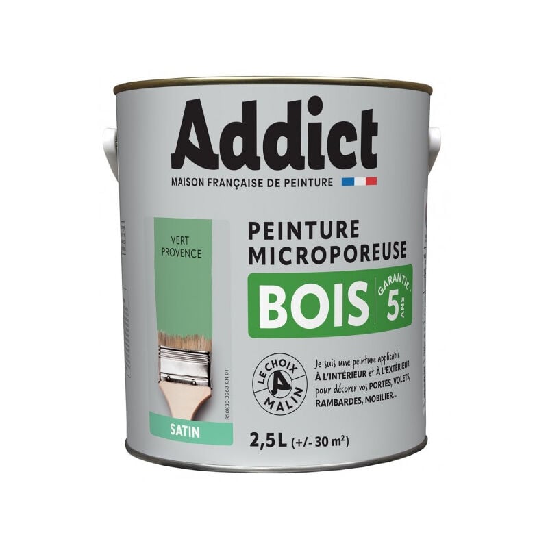 Addict - Peinture Bois 2.5 litres vert provence