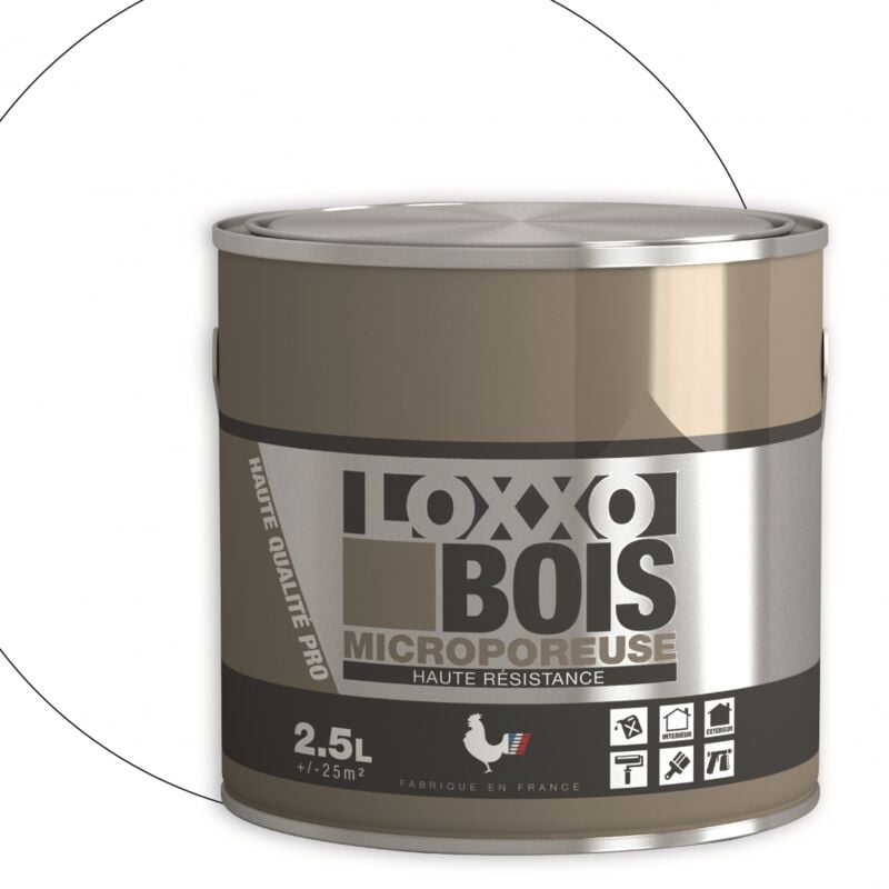 Peinture Bois Glycéro Microporeuse - Haute Résistance - Intérieur & Extérieur Couleur: Blanc - Conditionnement: 2.5L - Loxxo
