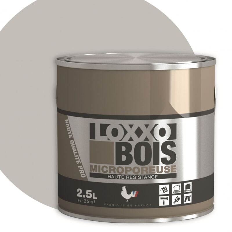 Loxxo - Peinture Bois Glycéro Microporeuse - Haute Résistance - Intérieur & Extérieur Conditionnement: 2.5L - Couleur: Télégris 4