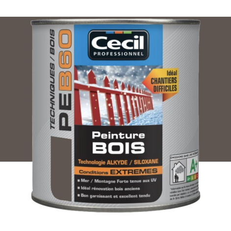 Peinture bois professionnelle glycéro 0,5 L – Brun foncé – Résistante aux UV et intempéries – Pour bois exposés – Cecil - PEB60