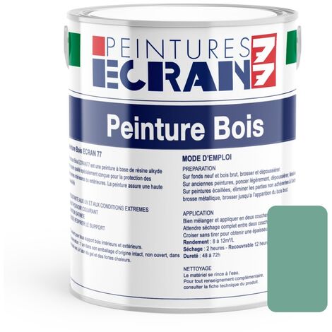 Peinture bois professionnelle, satin, peinture opacifiante, sans odeur, protège, décore, intérieur, extérieur ECRAN77 72A594 1 litre