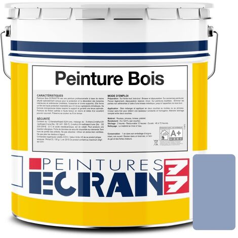 Peinture bois professionnelle, satin, peinture opacifiante, sans odeur, protège, décore, intérieur, extérieur ECRAN77 8E9FBC 5 litres