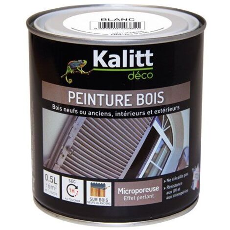 PEINTURE Teinte Blanc bois intérieur extérieur à base d acrylique aspect  velours-satin Aqua Bois - 750ml - Cdiscount Bricolage