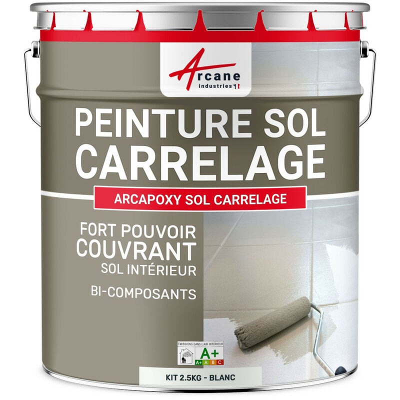 Peinture carrelage sol - Résine pour recouvrir faïence et carreaux - ARCAPOXY SOL CARRELAGE - 2.5 kg (jusqu'à 12.5 m² en 2 couches) Blanc - RAL 9003