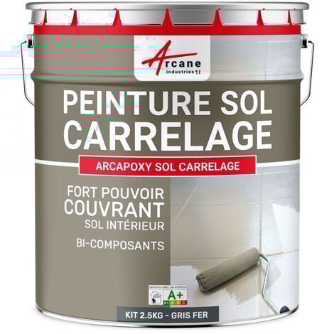 Peinture carrelage, sol,  résine, pour recouvrir, faïence et carreaux : Arcapoxy sol carrelage - 2.5 kg (jusqu'à 12.5 m² en 2 couches) Gris fer - RAL 7011 - ARCANE INDUSTRIES