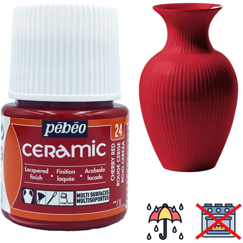 Peinture céramique décorative à FROID PEBEO 24 ROUGE CERISE 45ml