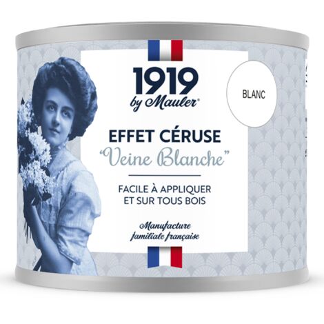 Peinture céruse bois blanchi 0,5L blanc – Recouvrable toutes finitions – Renforce les fibres du bois – Usage intérieur et extérieur – 1919 By Mauler
