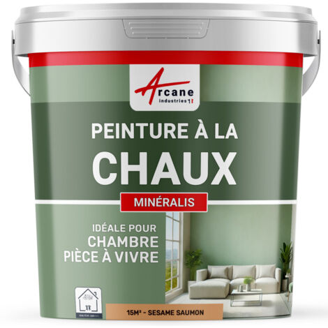 Peinture chaux, naturelle : peinture sans émanation, mineralis - 15 m² (2.5 kg en 1 couche) Sésame Saumon - ARCANE INDUSTRIES