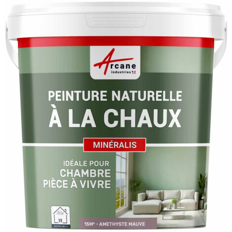 Peinture chaux naturelle pour décoration intérieure sans émanation NUANCES MINERALES CHAUX ARCANE INDUSTRIES Wasabi - blanc vieilli - kit 60 m² - 2x5 kg