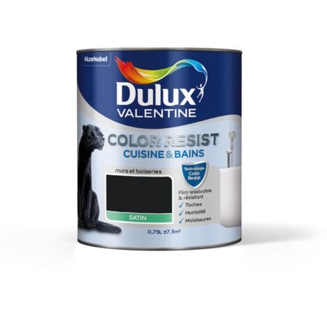 AKZONOBEL Peinture Color Resist Cuisine & Bains Satin Blanc 2 L + 20 % Gratuit - Dulux Valentine