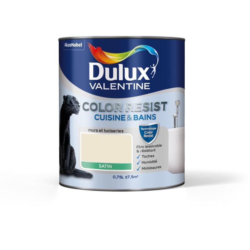 Peinture Color Resist Cuisine & Bains Satin Ivoirine 0,75 l Dulux Valentine