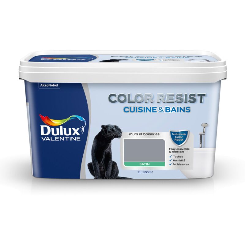 Peinture Color Resist Cuisine & Bains Satin Gris Building 2 l Dulux Valentine