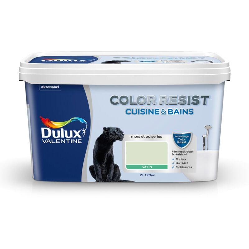 Peinture Color Resist Cuisine & Bains Satin Tendrement Vert 2 l Dulux Valentine