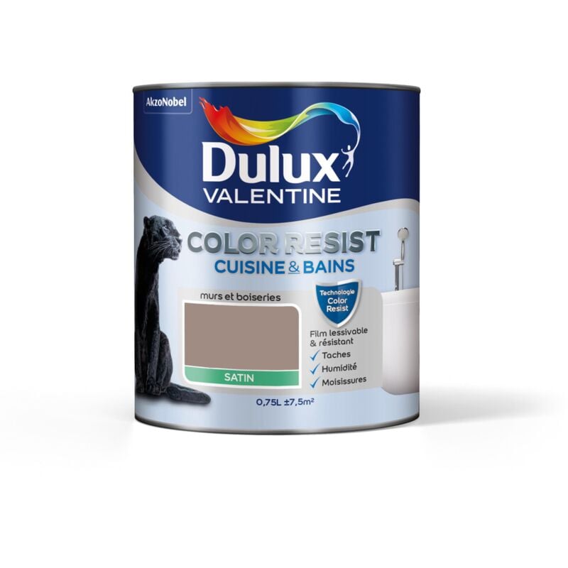 Peinture Color Resist Cuisine & Bains Satin Taupe 0,75 l Dulux Valentine