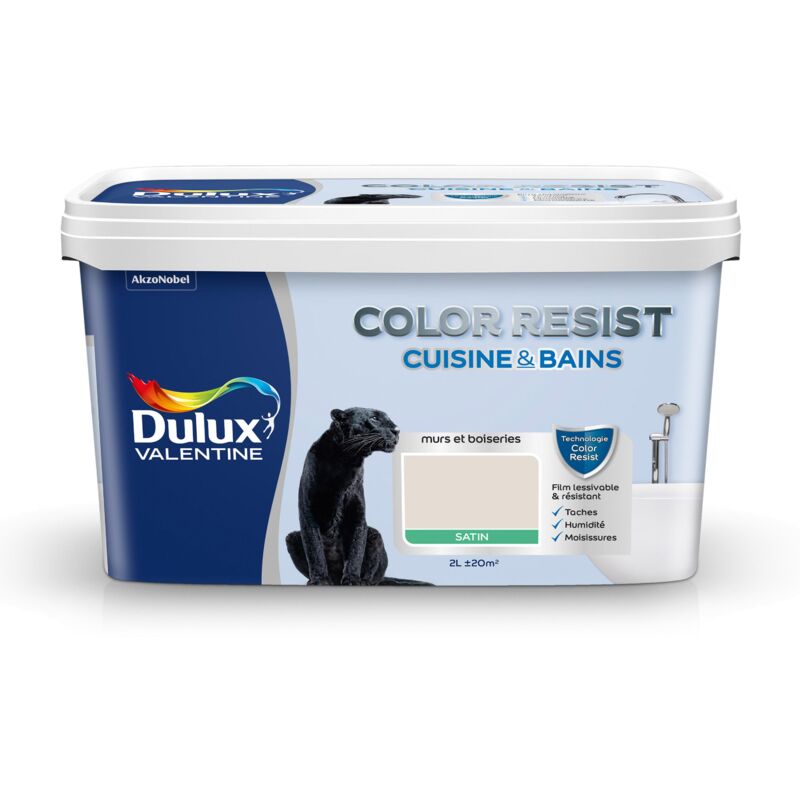 Peinture Color Resist Cuisine & Bains Satin Lin Clair 2 l Dulux Valentine