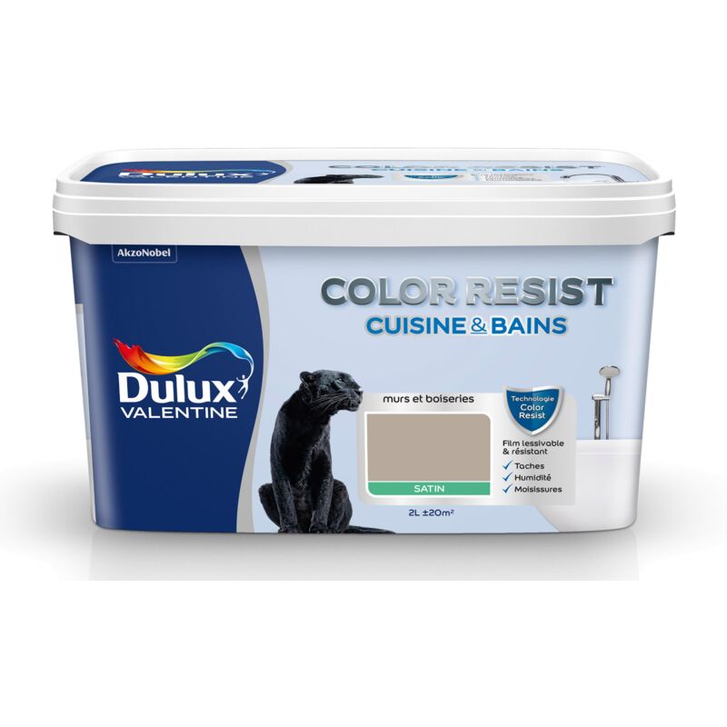 Peinture Color Resist Cuisine & Bains Satin Gazelle 2 l Dulux Valentine