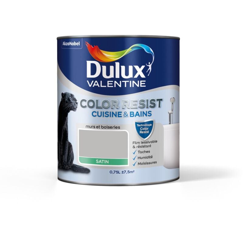 Peinture Color Resist Cuisine & Bains Satin Béton Gris 0,75 l Dulux Valentine