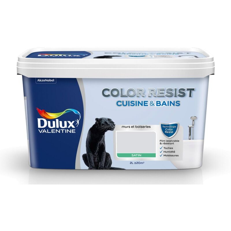 Peinture Color Resist Cuisine & Bains Satin Gris Tendance 2 l Dulux Valentine
