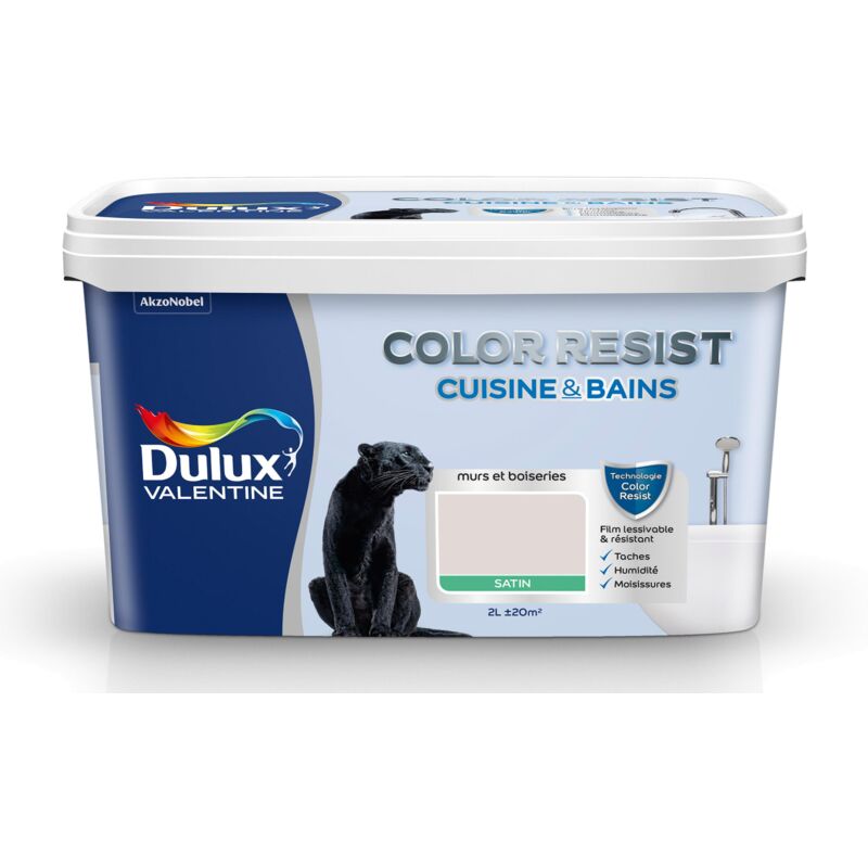 Peinture Color Resist Cuisine & Bains Satin Lin Brut 2 l Dulux Valentine