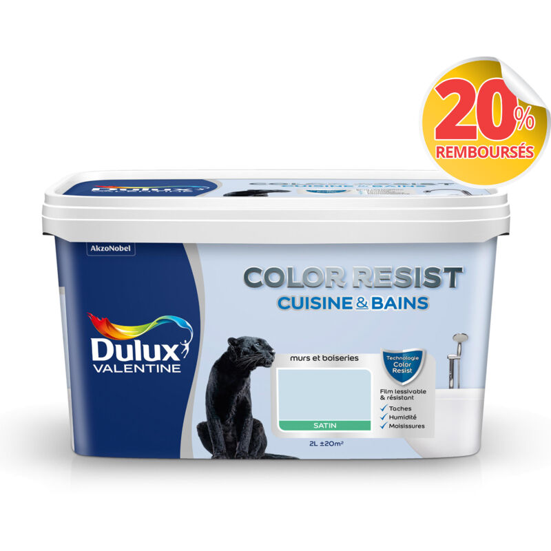 Peinture Color Resist Cuisine & Bains Satin Bleu Fjord 2 l Dulux Valentine