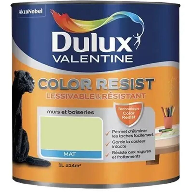 Peinture acrylique Color Resist Vert fluorine Mat 1 l - Dulux Valentine