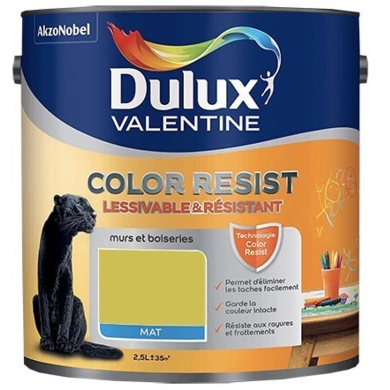 Peinture acrylique Color Resist Topaze vert Mat 2,5 l - Dulux Valentine