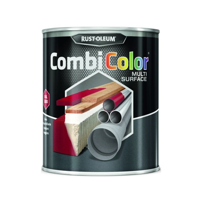 Finish - Peinture combicolor multi-surface - 0.75 l - rouge vif ral 3000 - rust-oleum