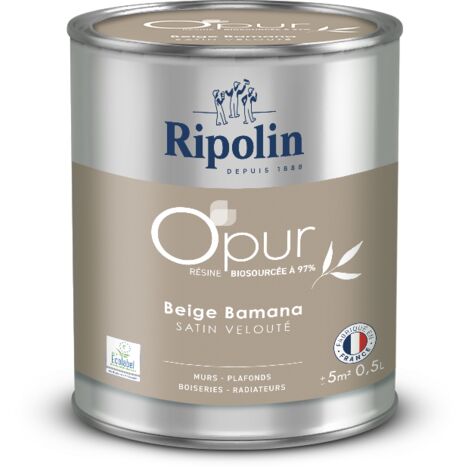 Peinture Couleur à base de résine biosourcée à 97% - Satin - 0,5L -  beige bamana - Ripolin