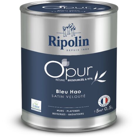 Peinture Couleur à base de résine biosourcée à 97% - Satin - 0,5L -  bleu hao - Ripolin