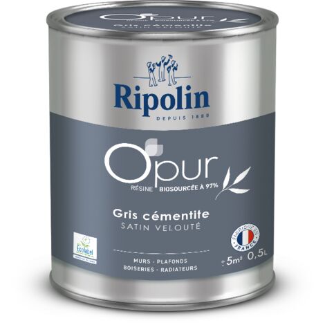 Peinture Couleur à base de résine biosourcée à 97% - Satin - 0,5L -  Gris Cémentite - Ripolin