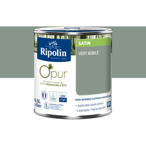 Peinture Couleur à base de résine biosourcée à 97% - Satin - 0,5L - Vert Nobile - Ripolin