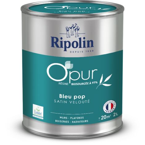 Peinture Couleur à base de résine biosourcée à 97% - Satin - 2L -  Bleu pop - Ripolin