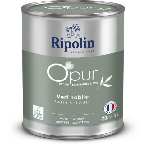 Peinture Couleur à base de résine biosourcée à 97% - Satin - 2L - Vert Nobile - Ripolin