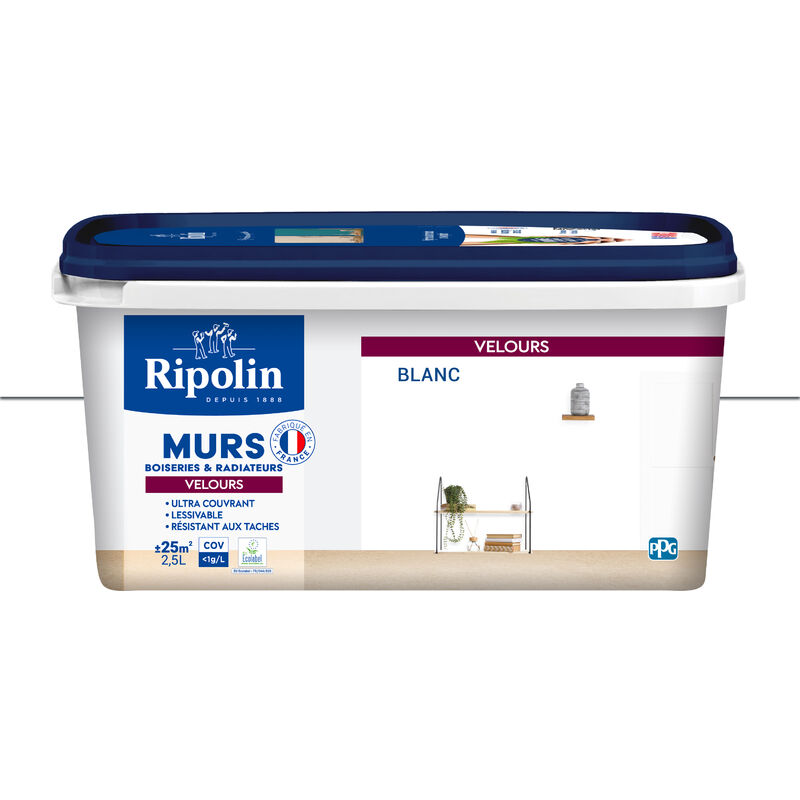 Peinture aspect Velours - 2,5L - Blanc Ripolin