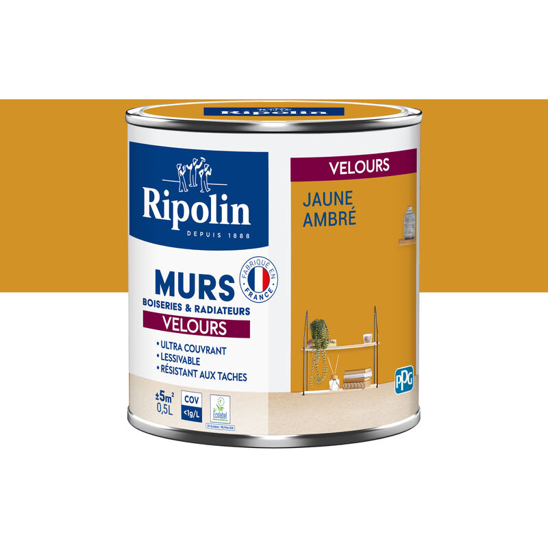 Peinture aspect Velours - 0,5L - Jaune Ambré Ripolin