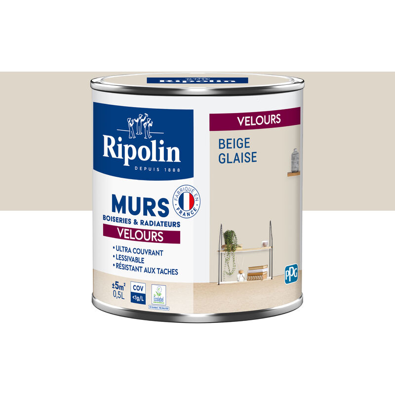 Peinture aspect Velours - 0,5L - Beige Glaise - Ripolin