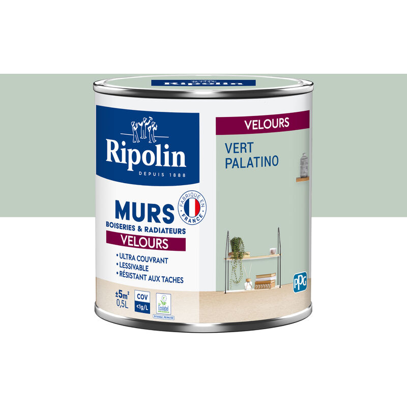 Peinture aspect Velours - 0,5L - Vert Palatino Ripolin