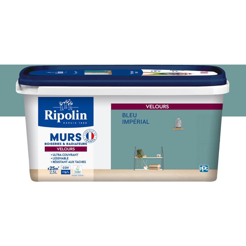 Peinture aspect Velours - 2,5L - Bleu Impérial Ripolin