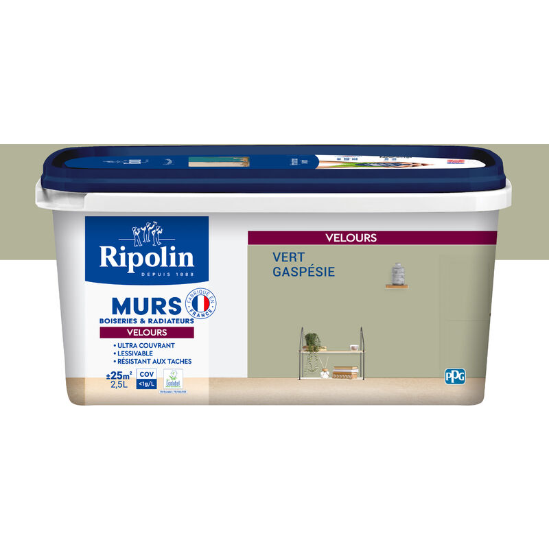 Peinture aspect Velours - 2,5L - Vert Gaspésie Ripolin