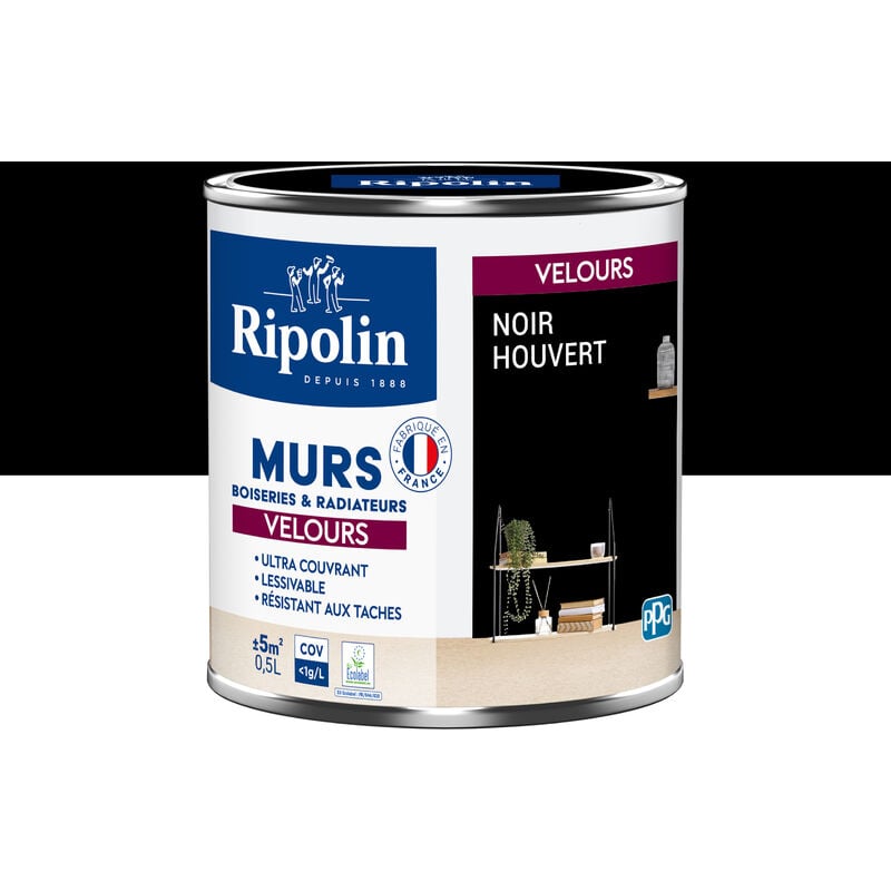 Peinture aspect Velours - 0,5L - Noir Houvert Ripolin