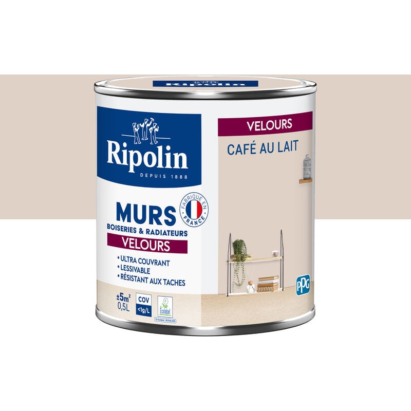 Peinture aspect Velours - 0,5L - Café au Lait Ripolin