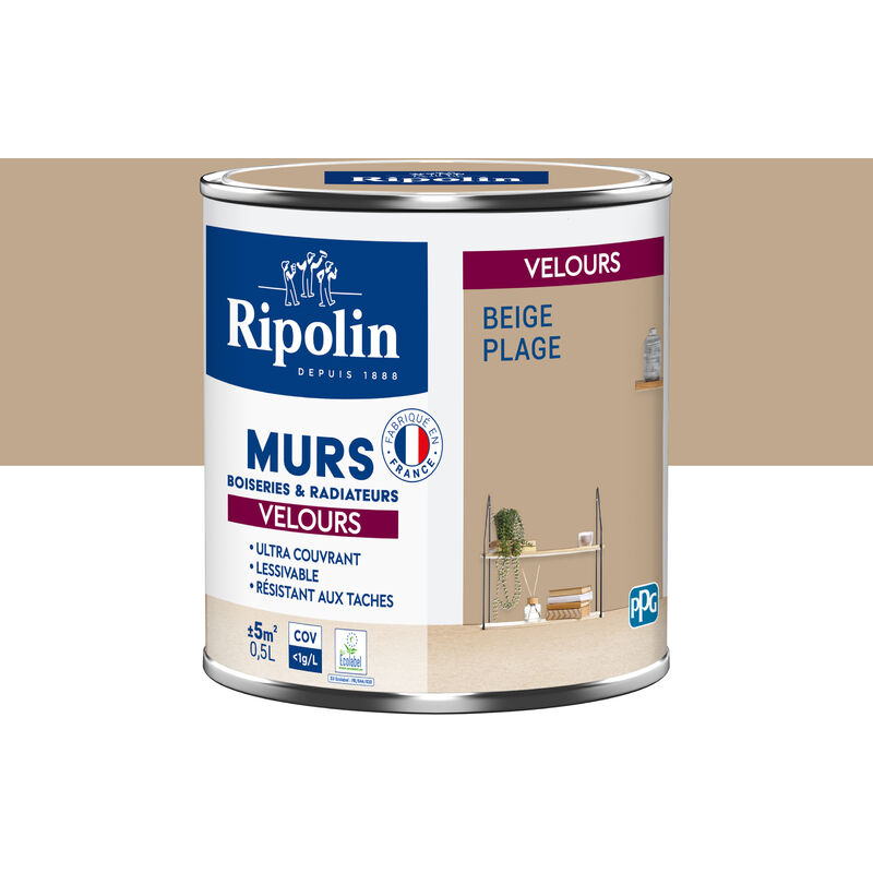 Peinture aspect Velours - 0,5L - Beige Plage Ripolin