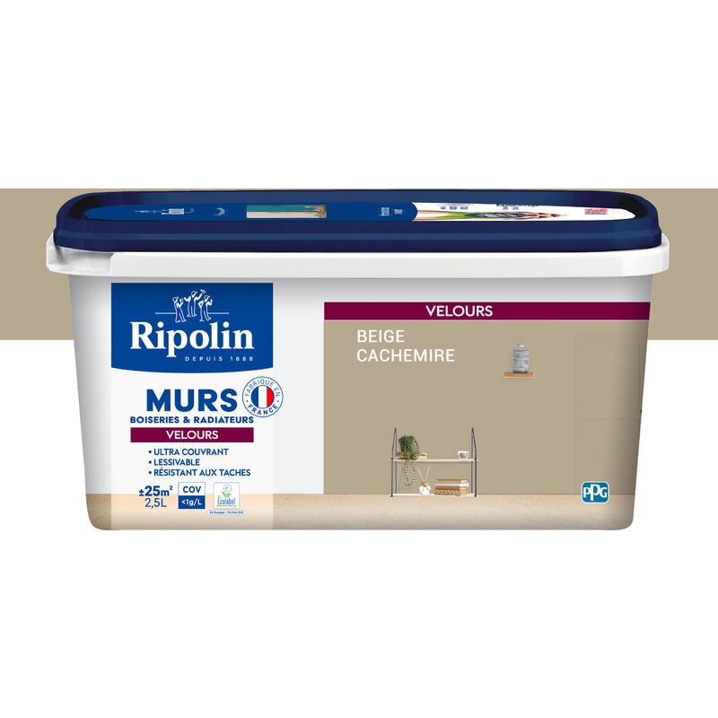 Peinture aspect Velours - 2,5L - Beige Cachemire Ripolin